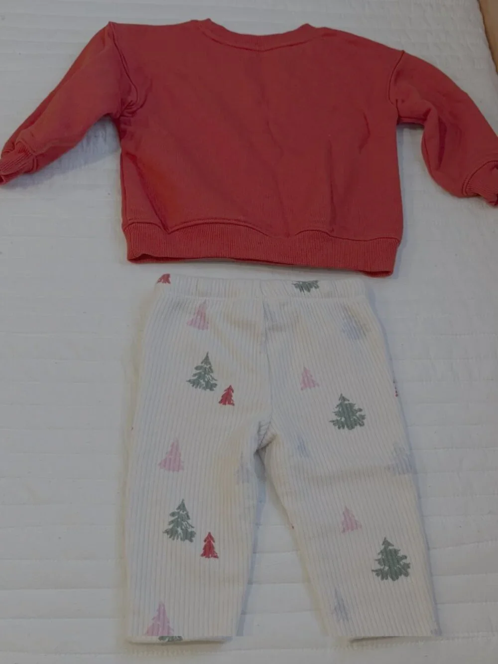 Cat & Jack Holiday Ribbed Tree Pants & Very Merry Red Sweater Infant Girl 18M